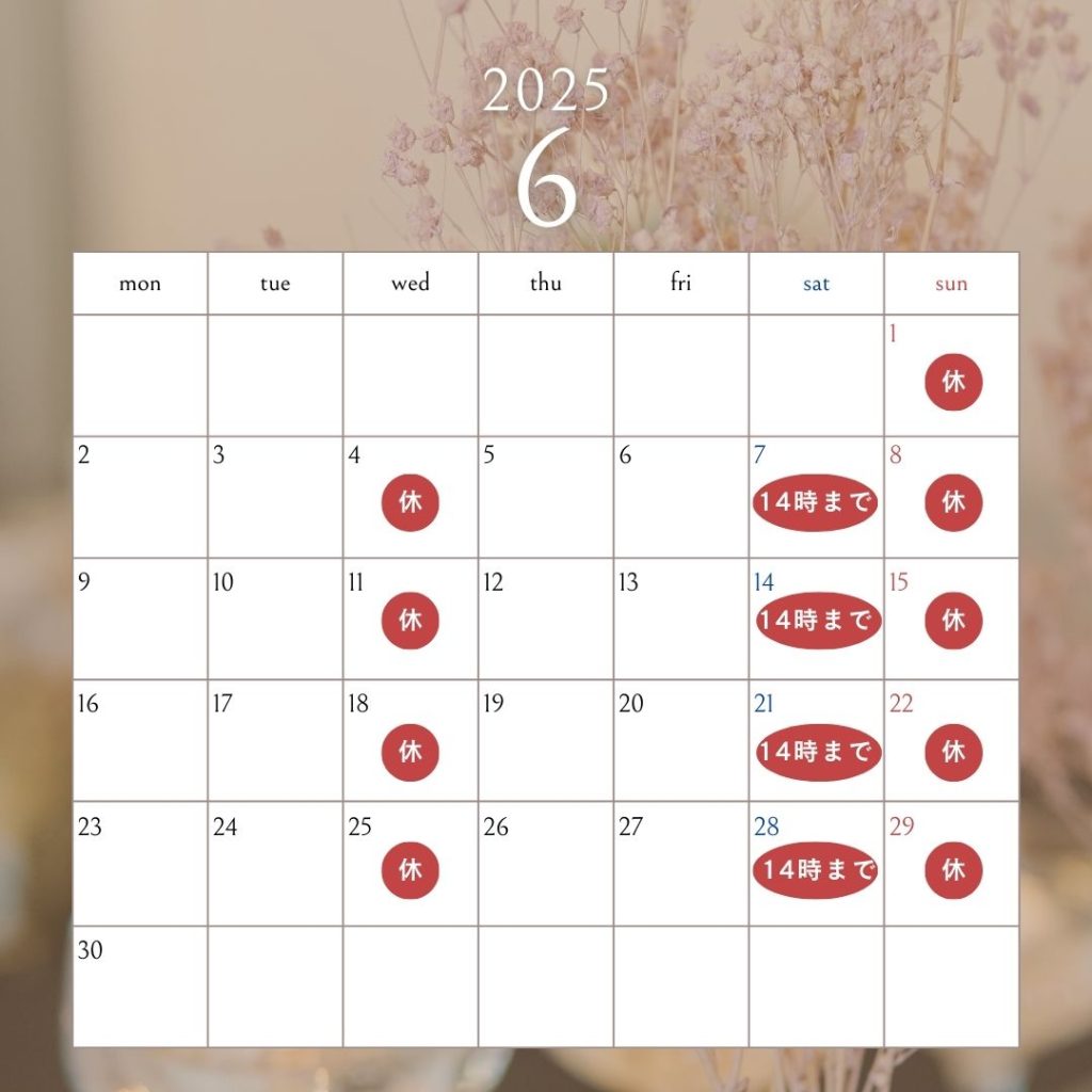 2025年6月休診日