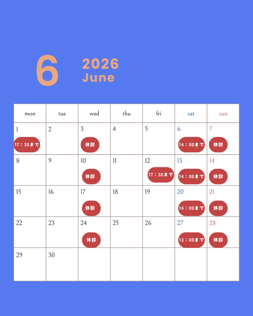 2026年6月休診日